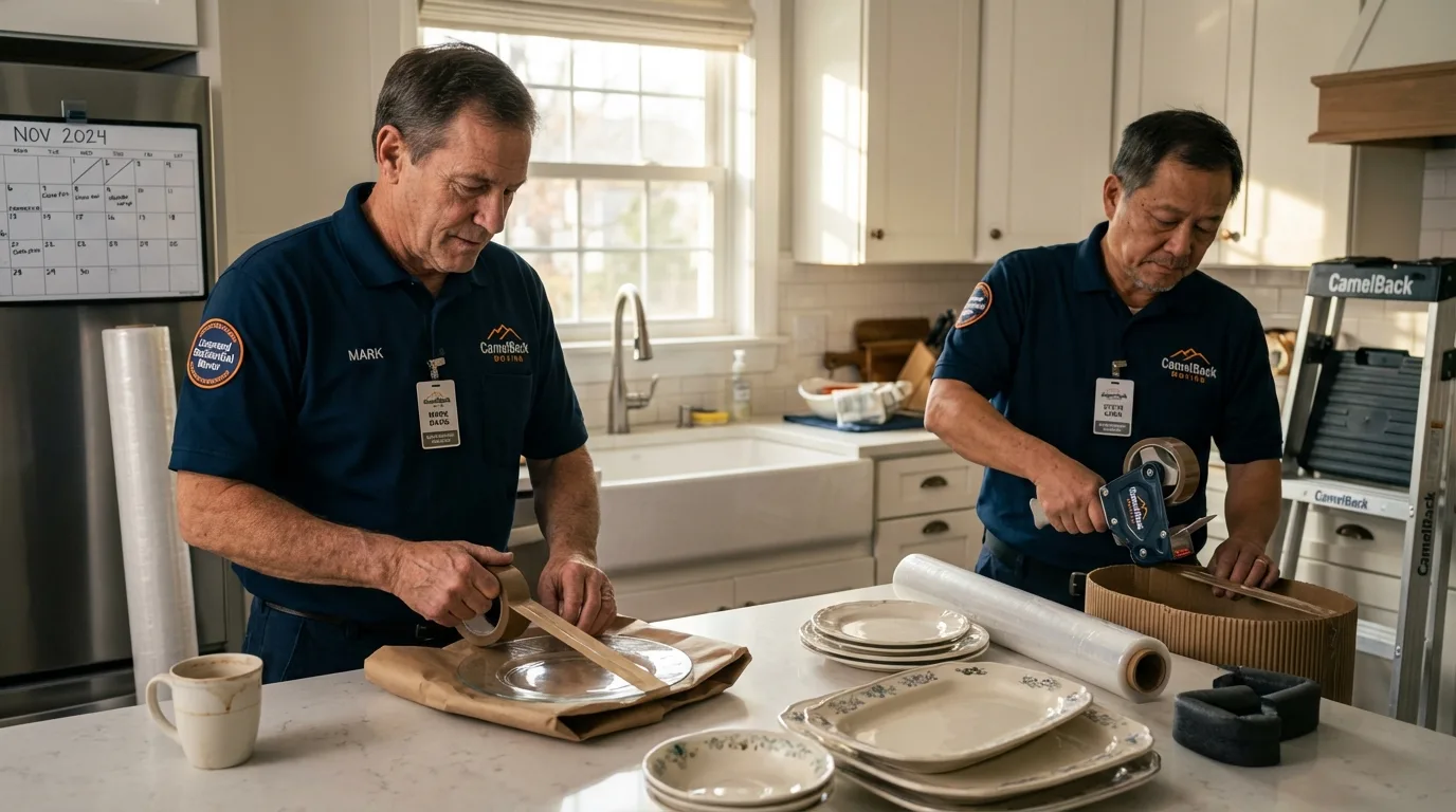 Professional crew packing kitchen dishware in Silver Creek, NY