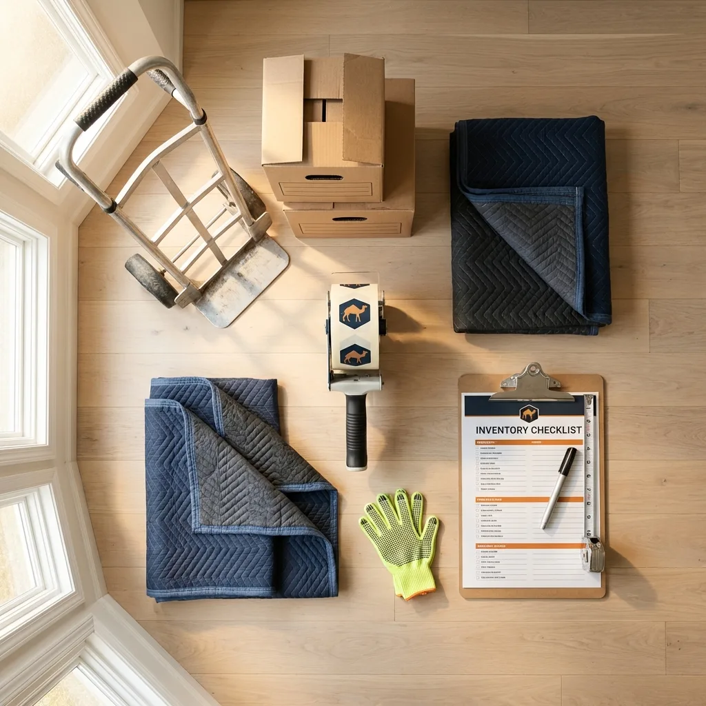 Professional moving supplies and packing materials layout for Silver Creek residential relocations